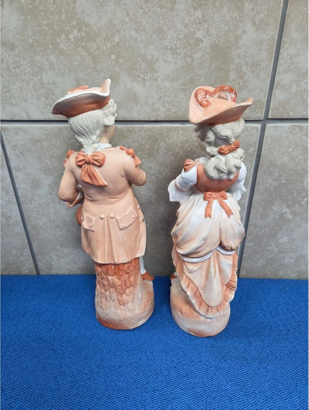 Vintage Victorian Couple Bisque Porcelain Figurines Pair Man Woman Music Rococo